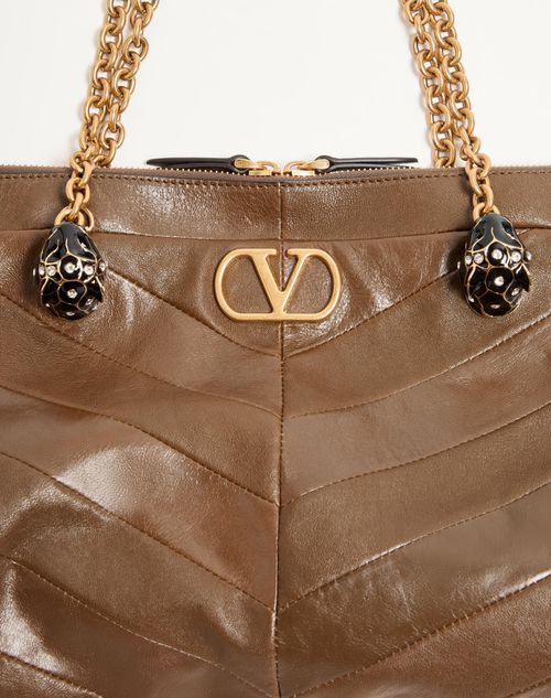 Valentino Garavani - Valentino Garavani Panthea Shoulder Bag In Nappa Leather With Chevron Pattern - Tundra - Woman - Totes