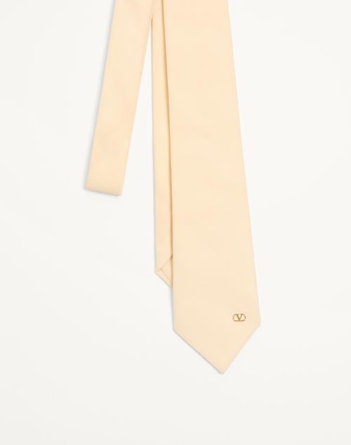 Valentino Garavani - Valentie Silk Tie With Vlogo Signature Detail - Butter/gold - Man - Soft Accessories