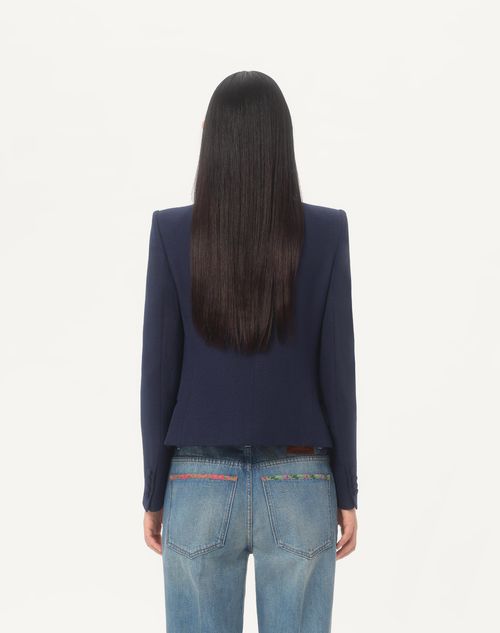 Valentino - Viscose Jacket With Bow - Provence Blue - Woman - Jackets And Blazers