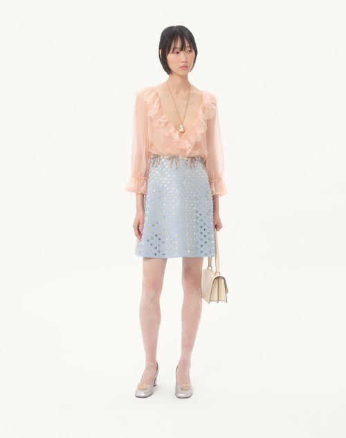 Valentino - Embroidered Crepe Couture Short Dress - Rose Mist/pastel Grey - Woman - Dresses
