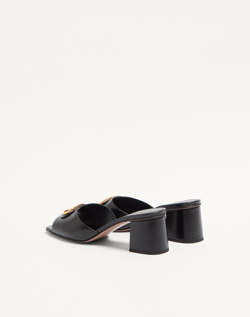 Valentino Garavani - Vlogo Signature Slide Sandal In Calfskin 60mm - Black - Woman - Sandals