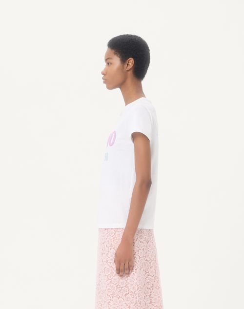Valentino - Cotton Jersey T-shirt With Chez Valentino 1960 Print - White - Woman - T-shirts And Sweatshirts