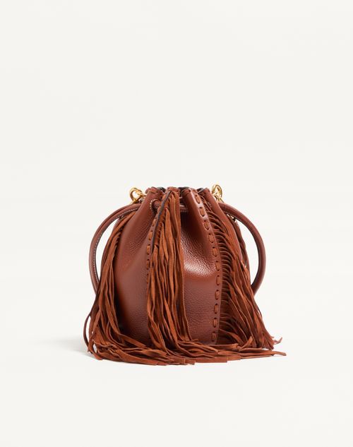 Valentino Garavani - Sac Seau En Cuir Valentino Garavani Nellcôte Petit Modèle - Caramel Foncé - Femme - Sacs Porté Épaule