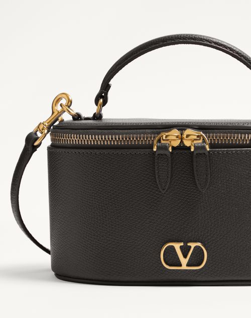 Valentino Garavani - Mini Sac Vanity-case Vlogo Signature En Cuir De Veau Grainé - Noir - Femme - Portefeuilles Et Petite Maroquinerie