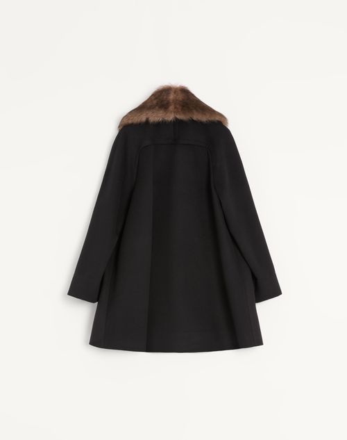 Valentino - Manteau En Drap De Laine - Noir - Femme - Vestes Et Manteaux