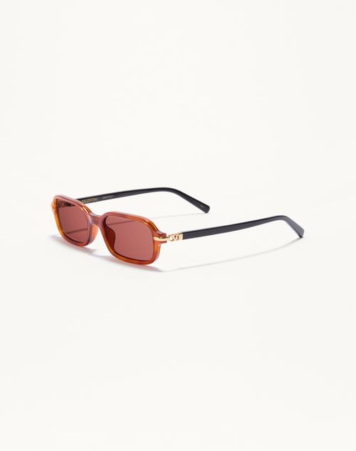 Valentino - Rectangular Acetate Eyewear - Ivory/black/brown - Unisex - Eyewear