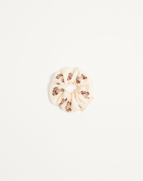 Valentino Garavani - Valentino Silk Scrunchie With Butterflow Print - Vanilla/multicolor - Woman - Soft Accessories