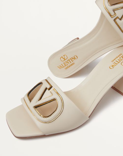 Valentino Garavani - Vlogo Cut-out Slide Sandal In Calfskin 60mm - Ivory - Woman - Sandals