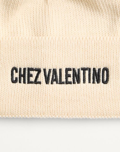 Valentino Garavani - Chez Valentino Knitted Wool Beanie - Cream - Man - Hats And Gloves
