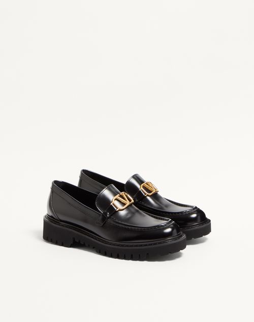Valentino Garavani - Vlogo Signature Calfskin Loafer - Black - Woman - Loafers & Oxford