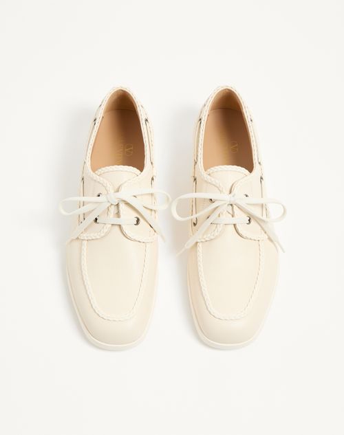 Valentino Garavani - Palm Avenue Kidskin Boat Shoe - Ivory - Man - Loafers And Driver
