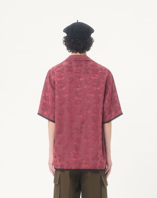 Valentino - Valentino Viscose Bowling Shirt With Cherryfic Jacquard Pattern - Magenta - Man - Shirts