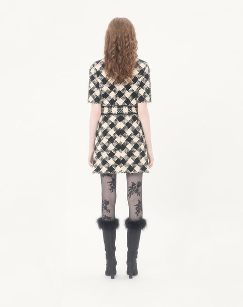 Valentino - Damier Tweed Dress - Birch/black - Woman - Dresses