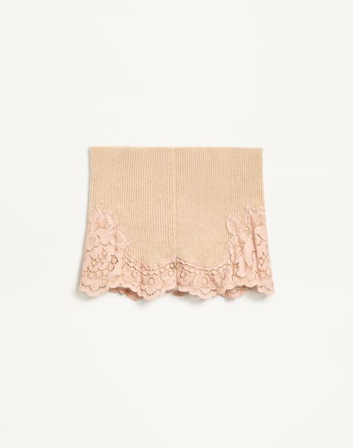 Valentino Garavani - Vlogo Signature Cashmere And Lace Headband - Alabaster - Woman - Hats And Gloves