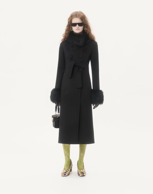 Valentino - Compact Drap Coat - Black - Woman - Coats And Outerwear