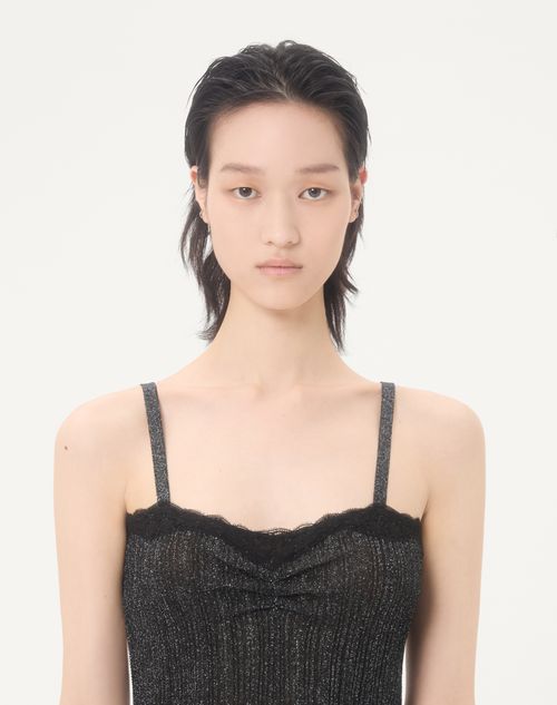 Valentino - Lurex Knit Top - Black/silver - Woman - Shirts And Tops