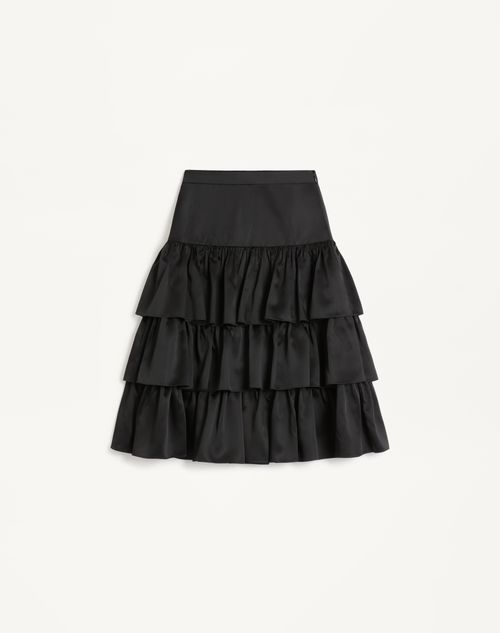 Valentino - Satin Ruffle Skirt— - Black - Woman - Skirts