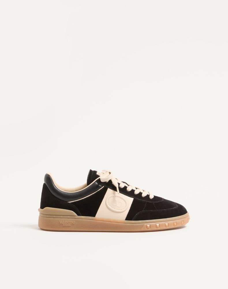 Valentino Garavani Men's Black Upvillage Low Top Trainer In Split Leather And Calfskin Nappa Leather Man 46