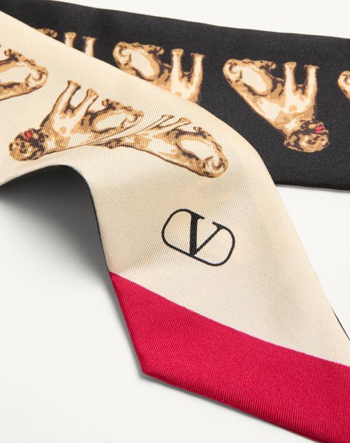 Valentino Garavani - Petit Charles Silk Bandeau Scarf - Black/beige/butter - Woman - Soft Accessories