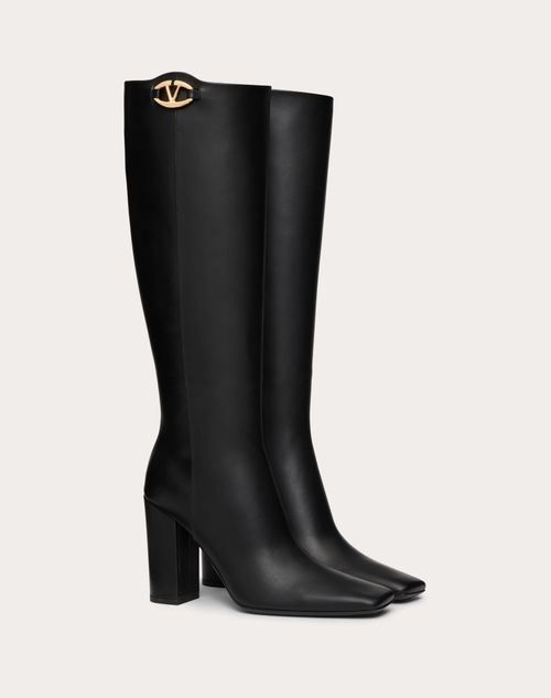 Valentino Garavani - Vlogo The Bold Edition Boot In Calfskin 100mm - Black - Woman - Boots