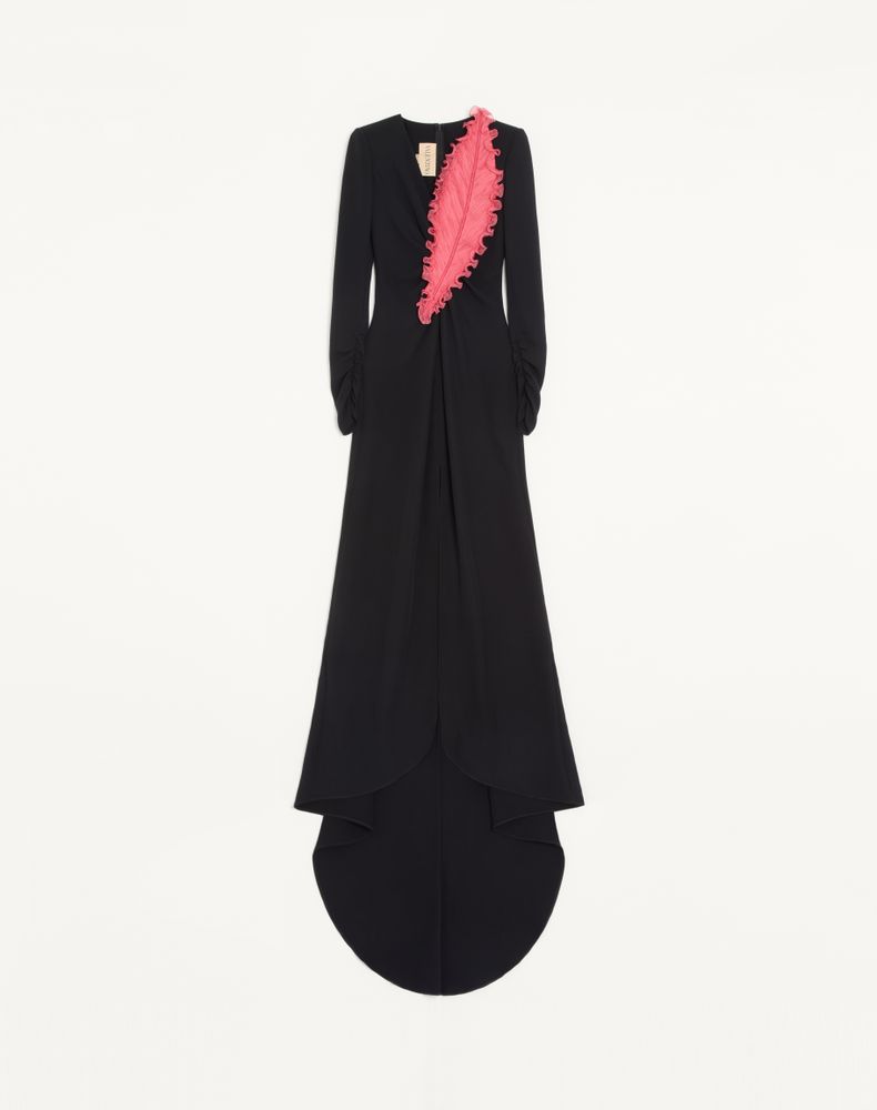 Valentino Women's Black/Fuchsia Embroidered Cady Couture Gown Woman 42