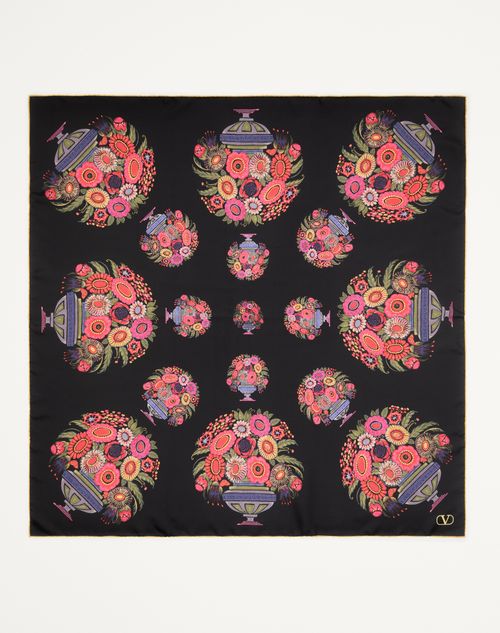 Valentino Garavani - Papier Floral Silk Scarf - Black - Woman - Soft Accessories