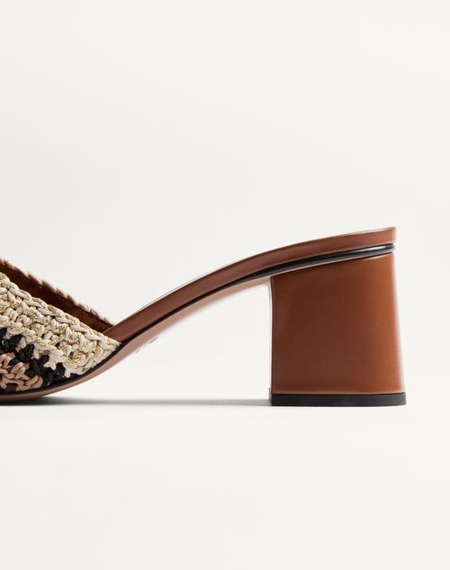 Valentino Garavani - Vlogo Signature Slide Sandal With Crochet Embroidery 60mm - Multicolour - Woman - Sandals
