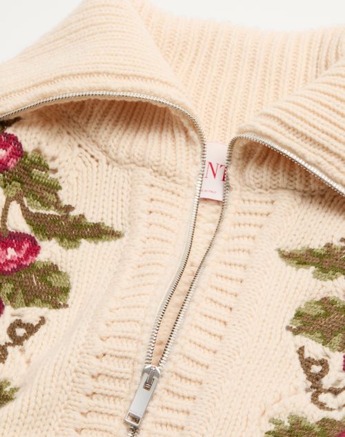 Valentino - Embroidered Knit Jacket - Birch/multicolour - Woman - Knitwear