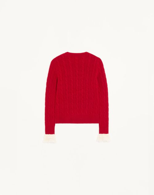 Valentino - Maglia In Cashmere - Rosso/avorio - Donna - Maglieria
