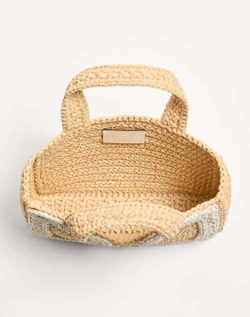 Valentino Garavani - Valentino Garavani Viva Superstar Small Shopping Bag In Raffia - Natural/butter - Woman - Totes
