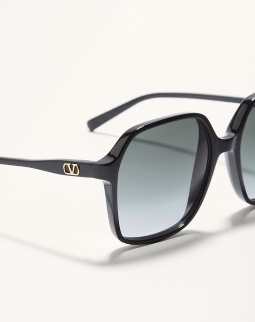 Valentino - Rectangular Acetate Eyewear - Black/grey - Woman - Eyewear