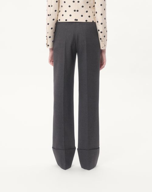 Valentino - Virgin Wool Pants - Gray Melange - Woman - Pants And Shorts