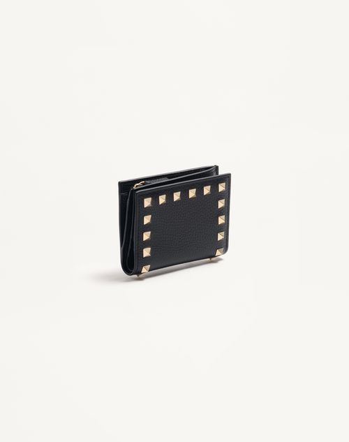 Valentino Garavani - Rockstud Wallet In Grainy Calfskin - Black - Woman - Wallets And Small Leather Goods
