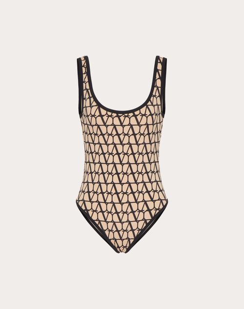 Valentino Toile Iconographe Lycra One-piece Swimsuit Woman Nude/black Xs