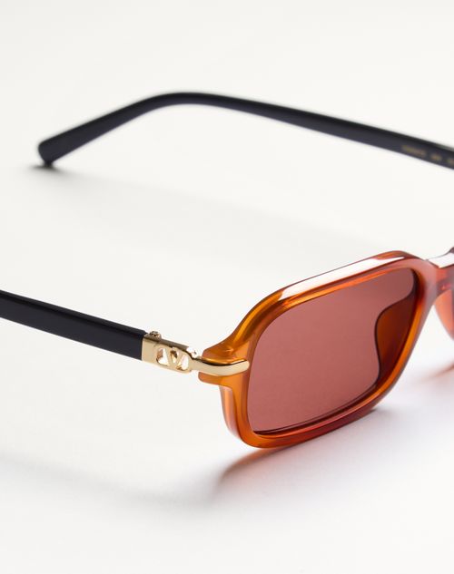 Valentino - Rectangular Acetate Eyewear - Ivory/black/brown - Unisex - Eyewear