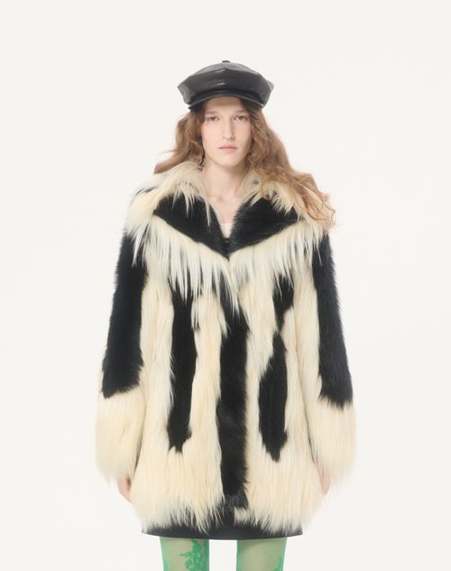 Valentino - Shearling Coat - Black/ivory - Woman - Coats And Outerwear