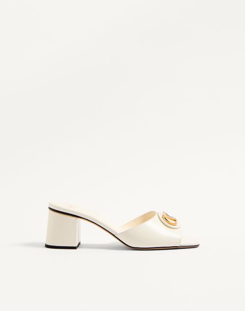 Valentino Garavani Vlogo Signature Slide Sandal In Calfskin 60mm Woman Ivory 35