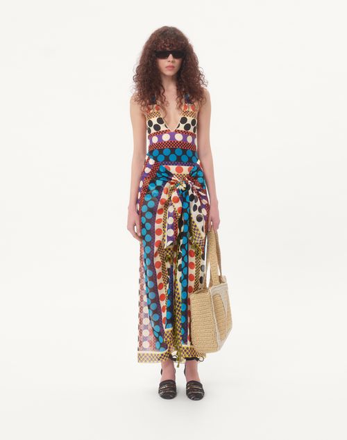 Valentino Garavani - Escape Sarong In Cotton And Silk With Stripe And Polka Dot Print - Multicolour - Woman - Soft Accessories