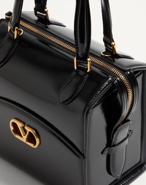 Valentino Garavani - Valentino Garavani Vain-case Bowling Bag In Shiny Calfskin - Black - Woman - Top Handle Bags
