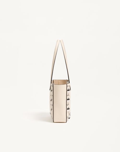 Valentino Garavani - Valentino Garavani Nellcôte Mini Shopping Bag In Grainy Calfskin - Light Ivory - Woman - Totes