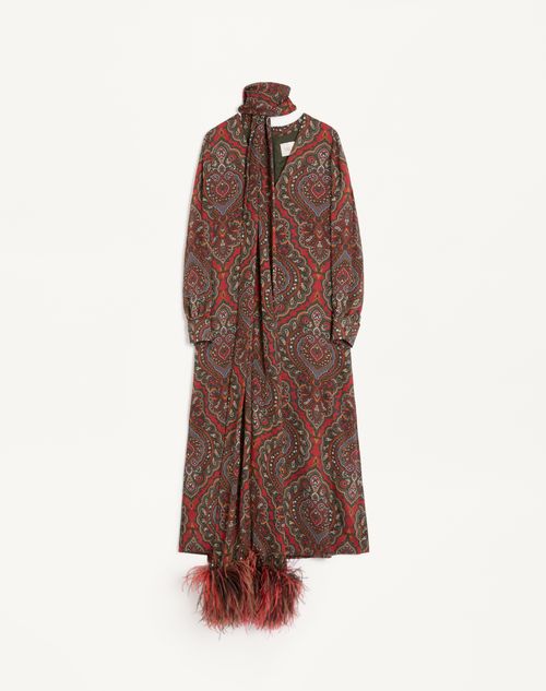 Valentino - Georgette Midi Dress With Voyage Imaginaire Cashmere Print With Feathers - Paris/multicolour - Woman - Dresses
