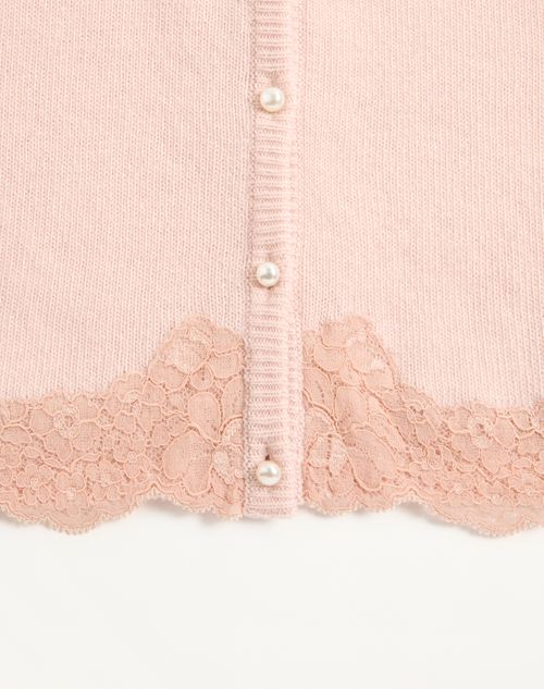 Valentino - Wool Cardigan With Lace - Pink - Woman - Knitwear