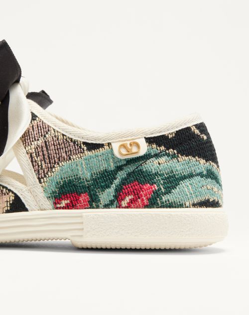 Valentino Garavani - Ballerina Bay By Bay Sneaker In Jacquard Fabric With Floral Embroidery - Black/multicolour/ivory - Woman - Sneakers