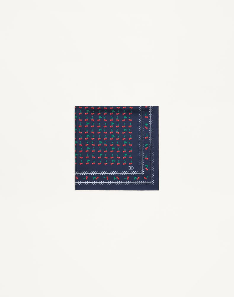 Valentino Garavani Women's Blue/Red Cherryfic Silk Scarf Woman Uni