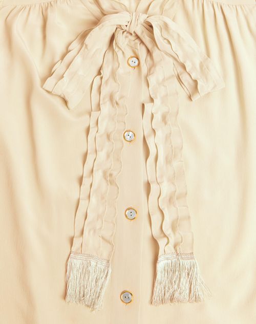 Valentino - Camicia In Crepe De Chine - Betulla - Donna - Camicie E Top