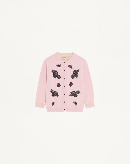 Valentino Wool Cardigan With Lace Woman Pink Xs