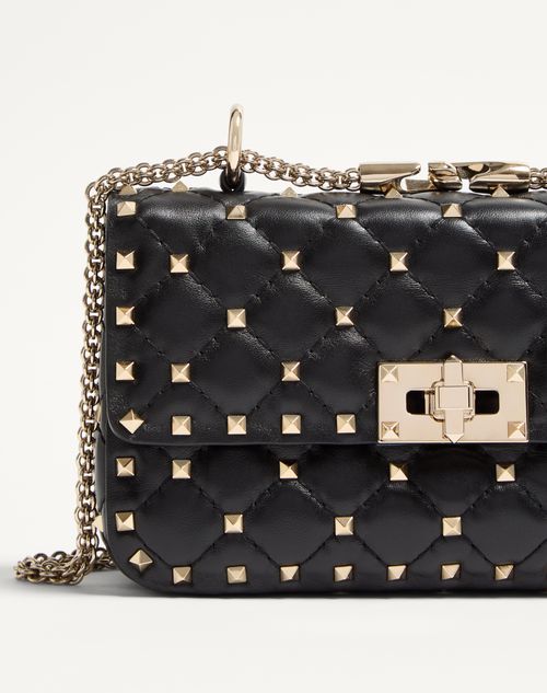 Valentino Garavani - Small Nappa Rockstud Spike Bag - Black - Woman - Shoulder Bags
