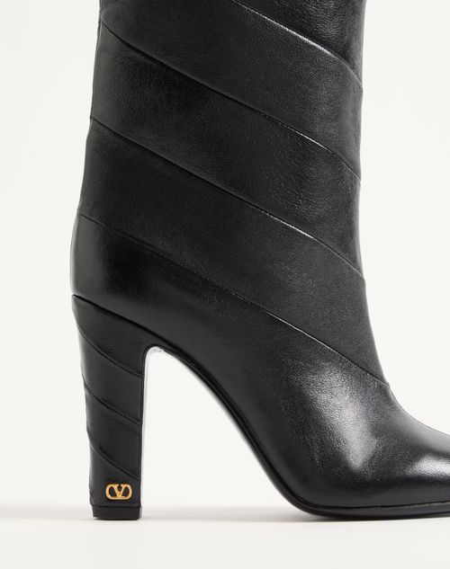 Valentino Garavani - Rayons Nappa Boot With Chevron Pattern 100mm - Black - Woman - Boots And Ankle Boots