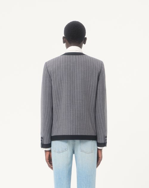 Valentino - Valentino Pinstripe Wool Jacket - Grey - Man - Coats And Blazers