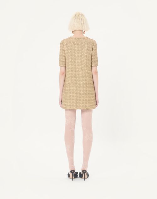 Valentino - Short Canestrello Lurex Tweed Dress - Gold - Woman - Dresses